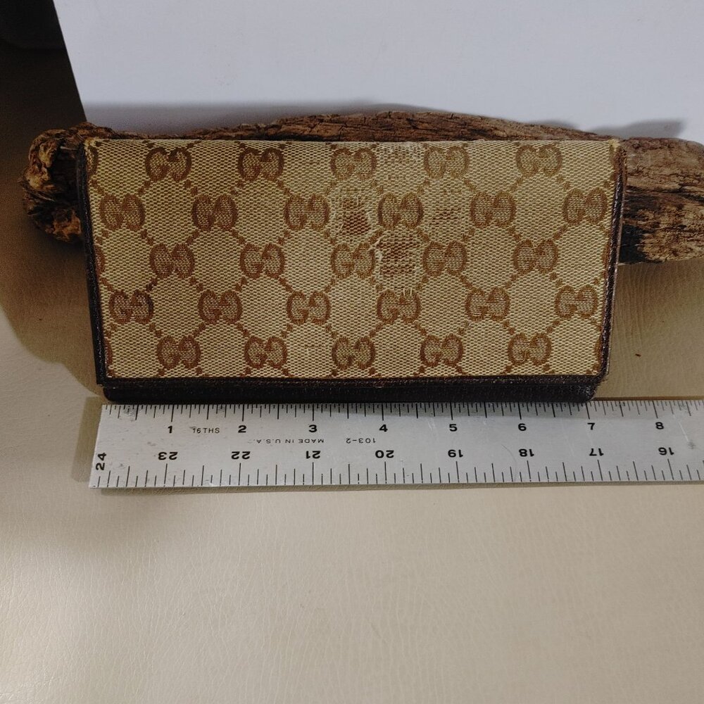 Gucci Logo Long Wallet Brown MonogramCanvas Leather Vintage Fair - Picture 5 of 16